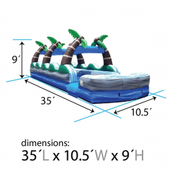 Dual20lane20slip20and20slide20tropical20dimensions 1716437337 35' TROPICAL DUAL LANE INFLATABLE SLIP AND SPLASH SLIDE