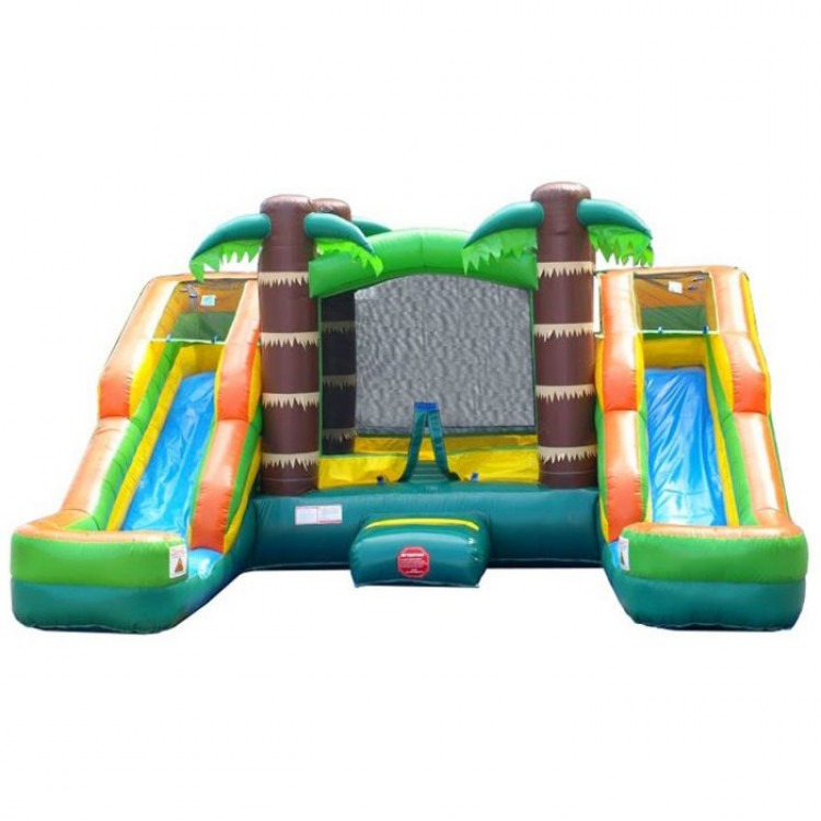 TROPICAL INFLATABLE DOUBLE WATER SLIDE BOUNCE HOUSE