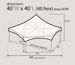 40' HEXAGON PREMIUM HIGH PEAK WHITE TENT